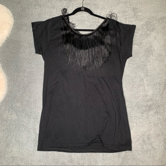 American apparel, black shirt with fringe - Picture 2 of 3